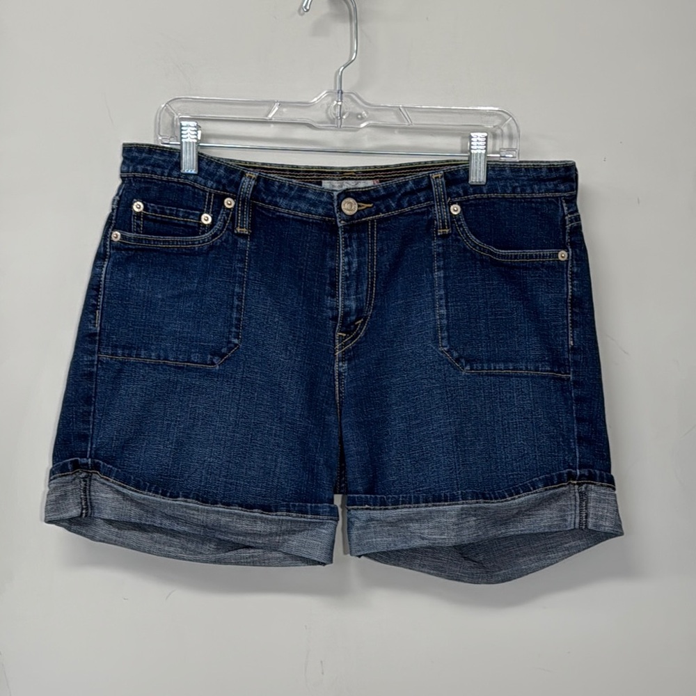 Levi's 545 Denim Jean Shorts Blue Cuffed Hem Size 12